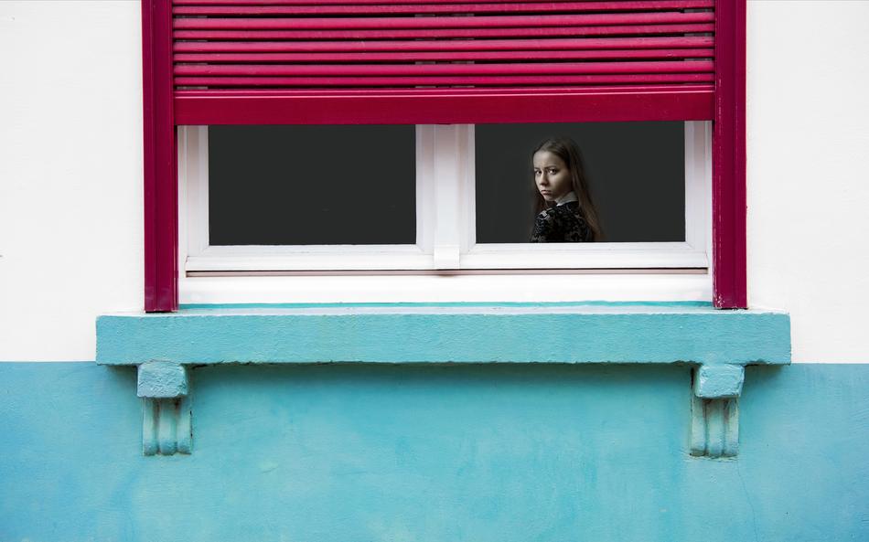 Girl Window Annoyed