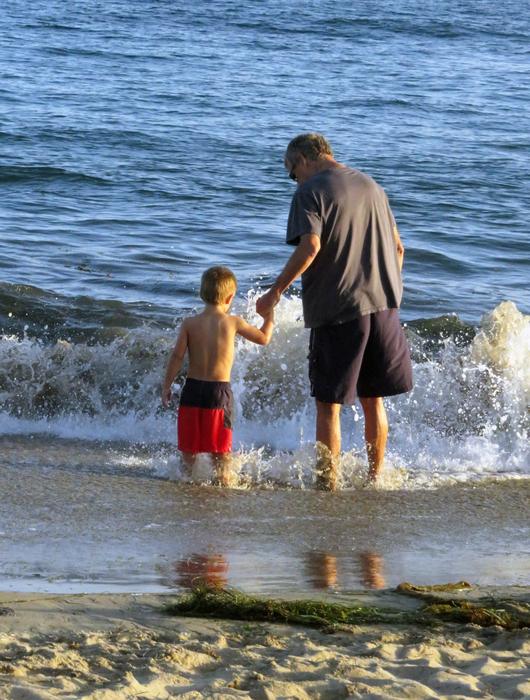 Grandpa Grandson on Beach
