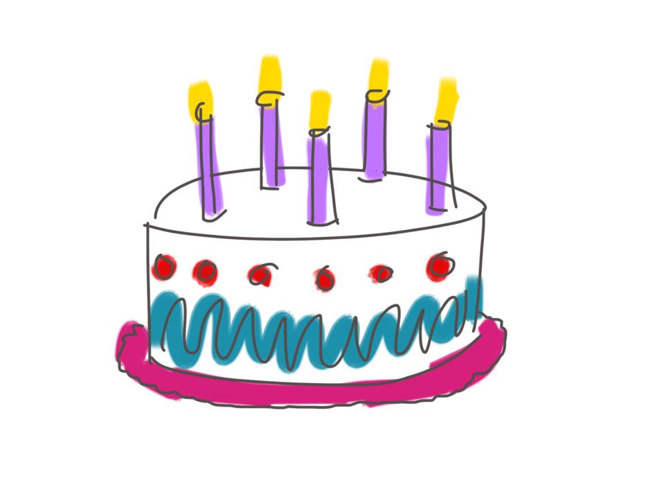 birthday cake with colors candles