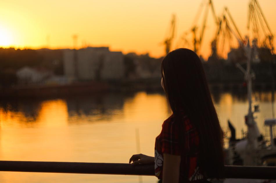 Harbor Sunset Girl
