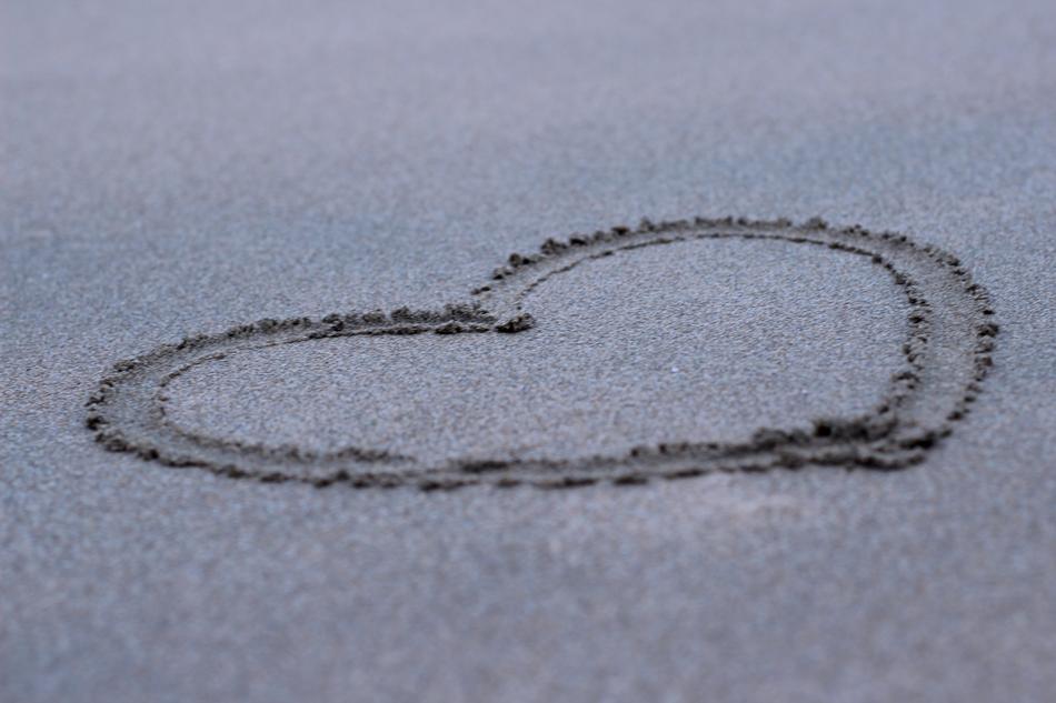 Heart Love on Beach