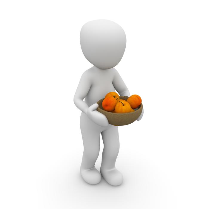 man and oranges