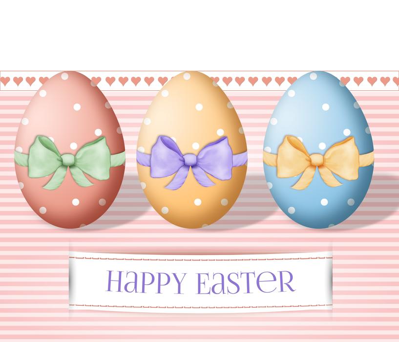 happy easter, red, orange and blue eggs