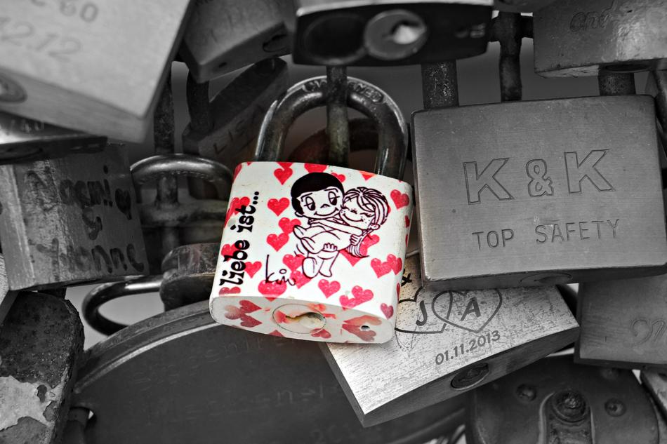 love locks engraved on the bridge