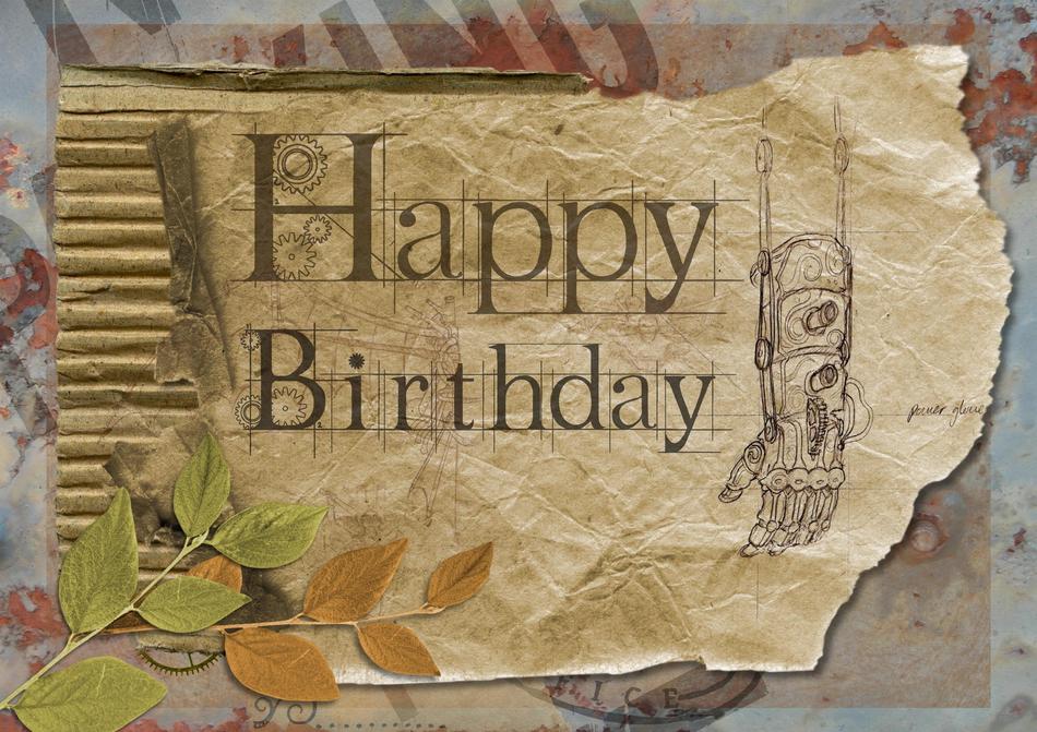 happy birthday on greeting card grunge