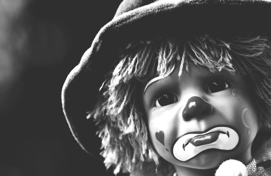 Doll Clown Sad Black And