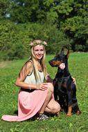 Doberman Dog Rose Blonde