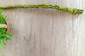 Easter grass on Wood background