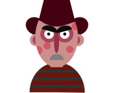 cartoon Freddy Krueger on white background
