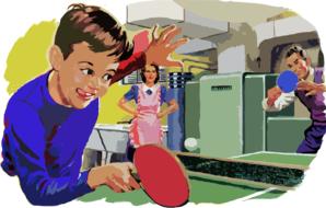 retro vintage family table tennis