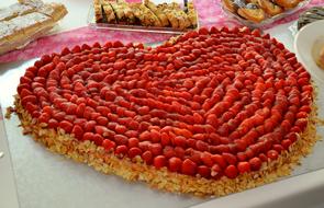 red Strawberry Cake Heart