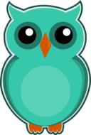 owl blue green cartoon bird cute