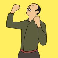 success wining happy raise hand