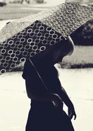 black and white, girl with umbrella