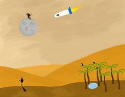 sand desert and moon illustration