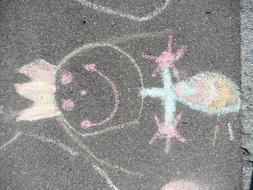 Princess Children Drawing on Street