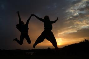 Jump Silhouettes Happy