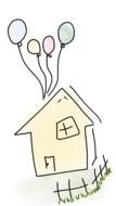 house balloons fly garden happy