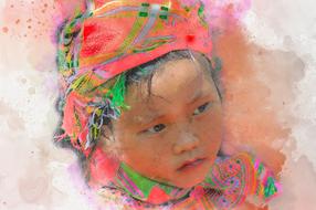 child vietnam girl traditional