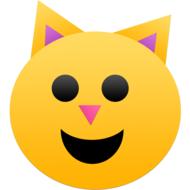 cat emoji pink yellow black happy