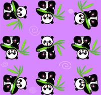 panda purple bamboo happy cute