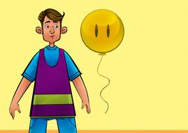 man balloon face yellow