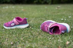 purple Shoes on lawn