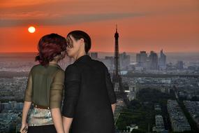 pair love eiffel tower lovers