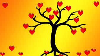 heart tree silhuette love