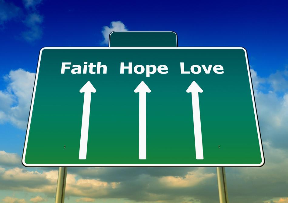 faith love hope traffic sign