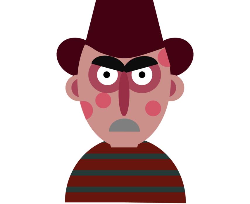 cartoon Freddy Krueger on white background
