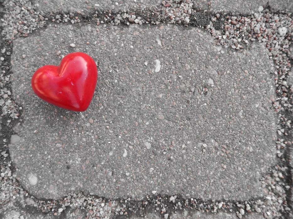 red Heart at grey background