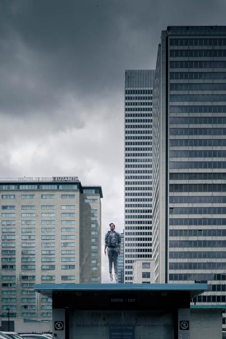 Jumping Man in city
