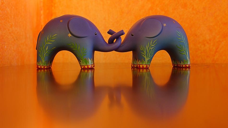 Orange Blue Elephants decoration