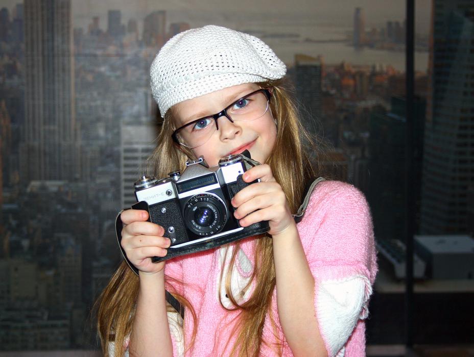 Girl Photographer View Smiling