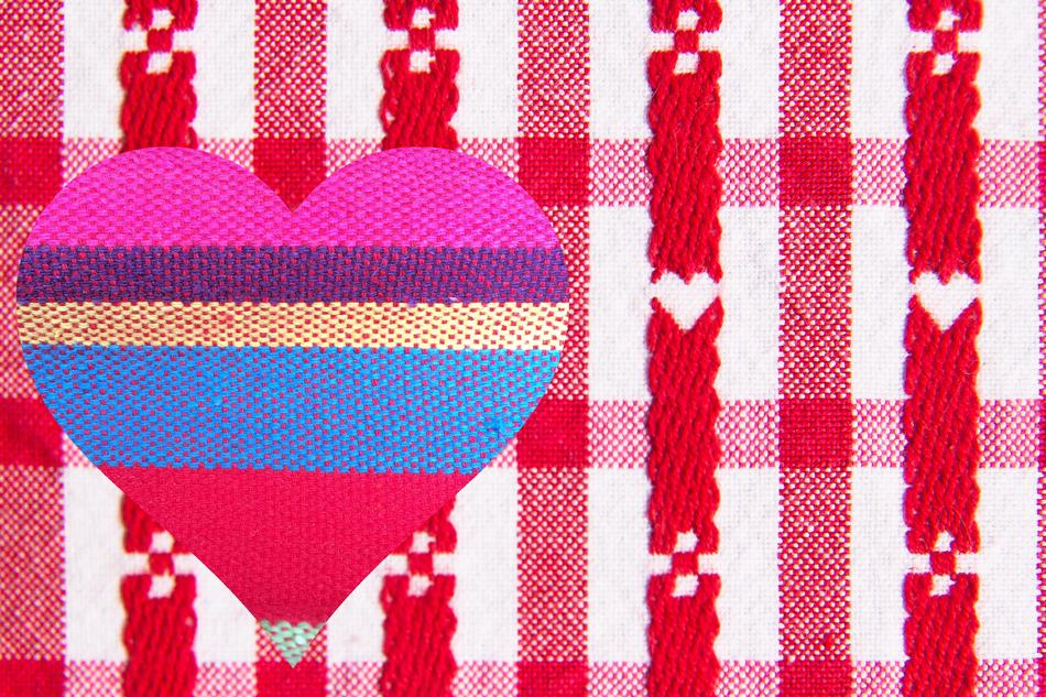 Valentineâs day greeting, colorful Heart at checkered background