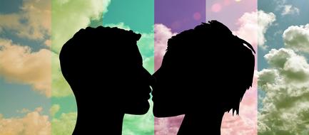 person head kiss silhouette