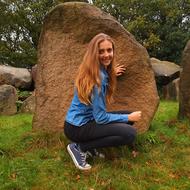 Girl Curl Up Stone Ancient