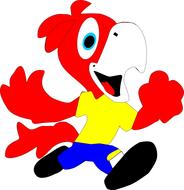 parrot running cartoon bird happy