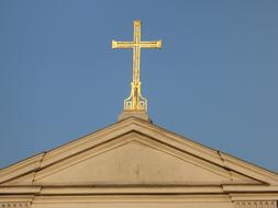 gold Cross on Church roof