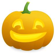 painted yellow halloween pumpkin isolated on white background