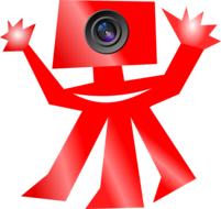 red alien with a camera in his head