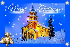 merry christmas blue greeting card