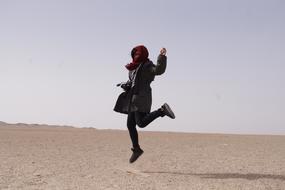 Tourism Happy Jumping woman