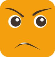 orange square with a disgruntled face