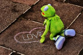 kermit frog drawing on pavement