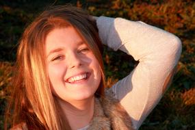Blonde Girl at sunset Portrait