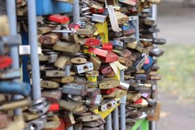 Castles Love Locks on bridge railing