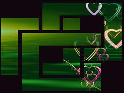 green background with hearts