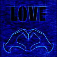 love heart hands blue art